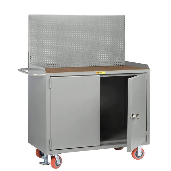 Mobile Bench Cabinets, 36"W, 1/4" Hardboard, Pegboard